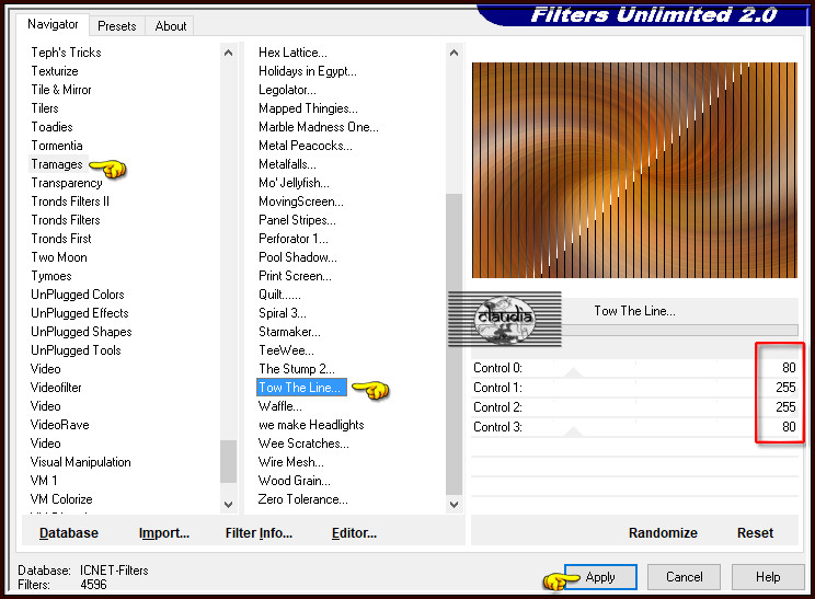 Effecten - Insteekfilters - <I.C.NET Software> - Filters Unlimited 2.0 - Tramages - Tow The Line