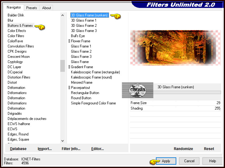 Effecten - Insteekfilters - <I.C.NET Software> - Filters Unlimited 2.0 - Buttons & Frames - 3D Glass Frame (sunken)