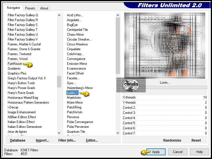 Effecten - Insteekfilters - <I.C.NET Software> - Filters Unlimited 2.0 - FunHouse - Loom 