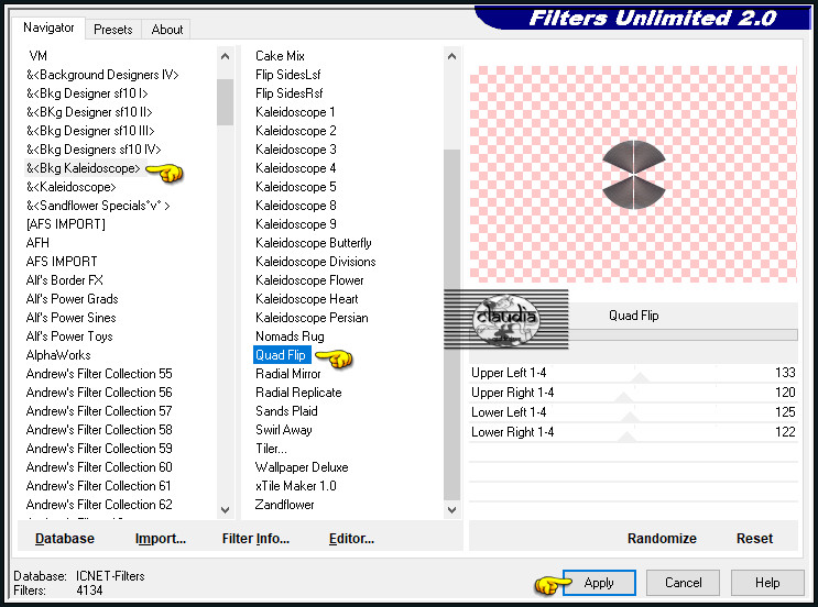 Effecten - Insteekfilters - <I.C.NET Software> - Filters Unlimited 2.0 - &<Bkg Kaleidoscope< - Quad Flip