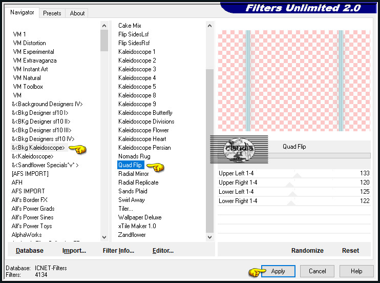 Effecten - Insteekfilters - <I.C.NET Software> - Filters Unlimited 2.0 - &<Bkg Kaleidoscope> - Quad Flip