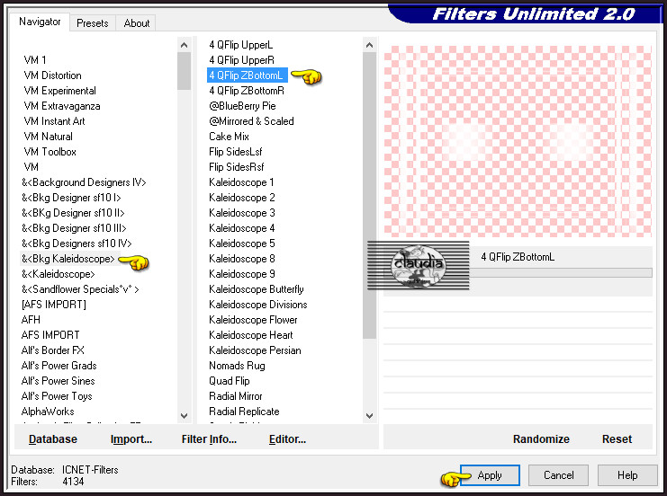 Effecten - Insteekfilters - <I.C.NET Software> - Filters Unlimited 2.0 - &<Bkg Kaleidoscope> 4 QFlip ZBottomL