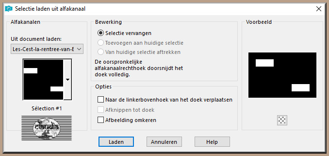 Selecties - Selectie laden/opslaan - Selectie laden vanaf schijf : Séletion #1