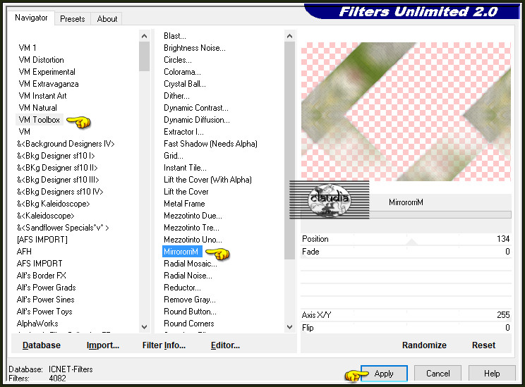Effecten - Insteekfilters - <I.C.NET Software> - Filters Unlimited 2.0 - VM Toolbox - MirrororriM