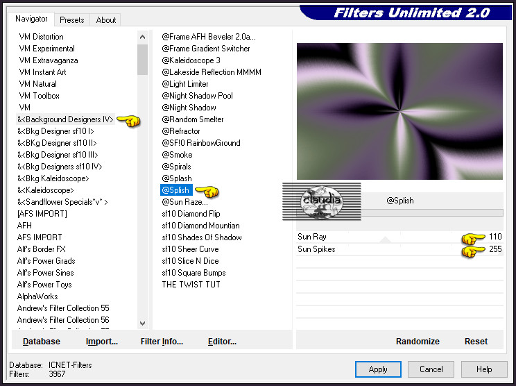 Effecten - Insteekfilters - <I.C.NET Software> - Filters Unlimited 2.0 - &<Background Designers IV>@Splish