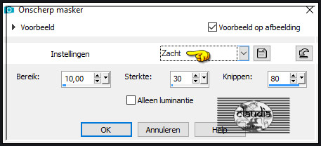 Aanpassen - Scherpte - Onscherp masker : 