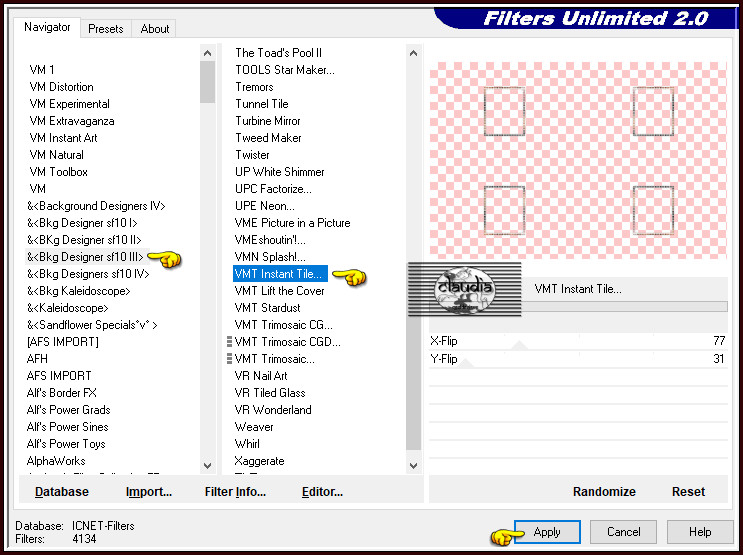 Effecten - Insteekfilters - <I.C.NET Software> - Filters Unlimited 2.0 - &<Bkg Designer sf10 III> - VMT Instant Tile 