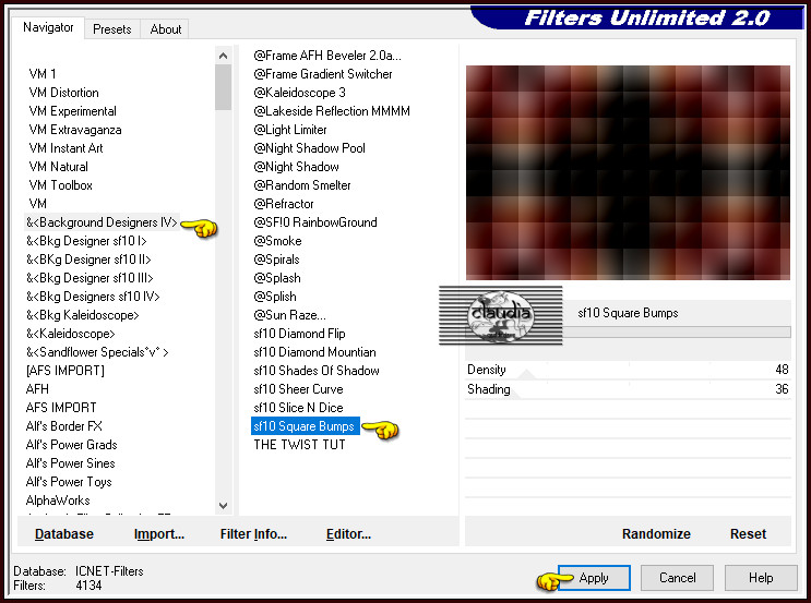 Effecten - Insteekfilters - <I.C.NET Software> - Filters Unlimited 2.0 - &<Background Designers IV> sf10 Square Bumps