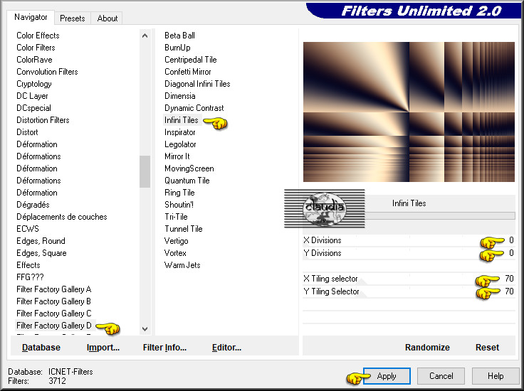 Effecten - Insteekfilters - <I.C.NET Software> - Filters Unlimited 2.0 - Filter Factory Gallery D - Infini Tiles