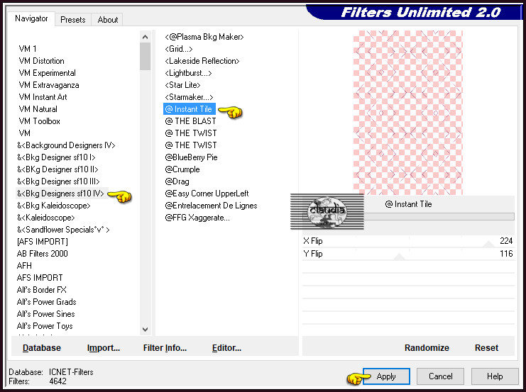 Effecten - Insteekfilters - <I.C.NET Software> - Filters Unlimited 2.0 - &<BKg Designers sf10 IV> - @Instant Tile :