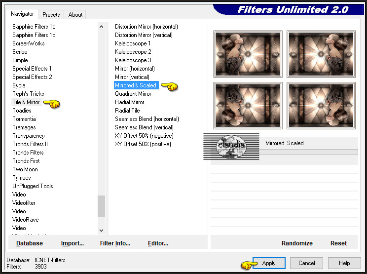 Effecten - Insteekfilters - <I.C.NET Software> - Filters Unlimited 2.0 - Tile & Mirror - Mirrored & Scaled 