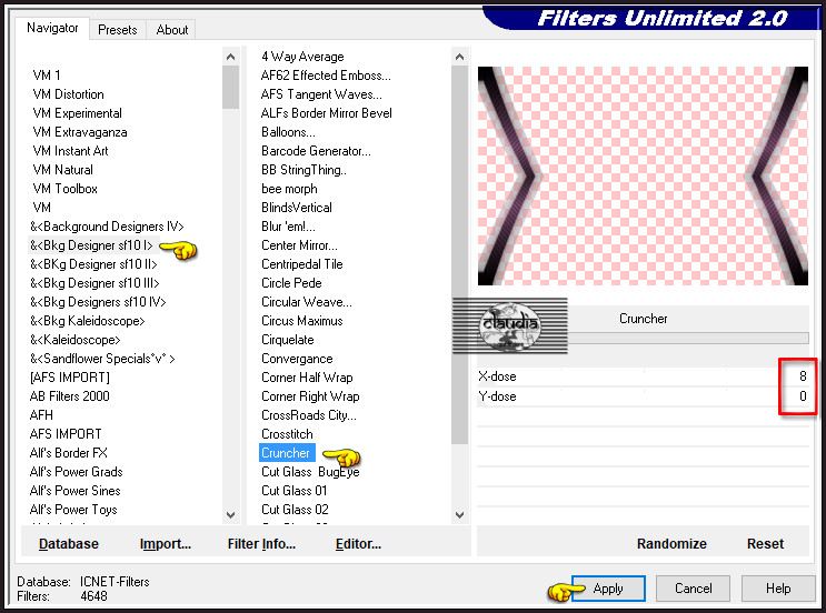 Effecten - Insteekfilters - <I.C.NET Software> - Filters Unlimited 2.0 - &<Bkg Designer sf10 I> - Cruncher :
