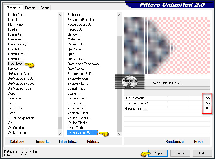 Effecten - Insteekfilters - <I.C.NET Software> - Filters Unlimited 2.0 - Two Moon - Wish it would Rain