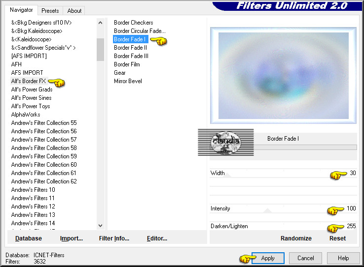Effecten - Insteekfilters - <I.C.NET Software> - Filters Unlimited 2.0 - Alfs'Border FX - Border Fade I 