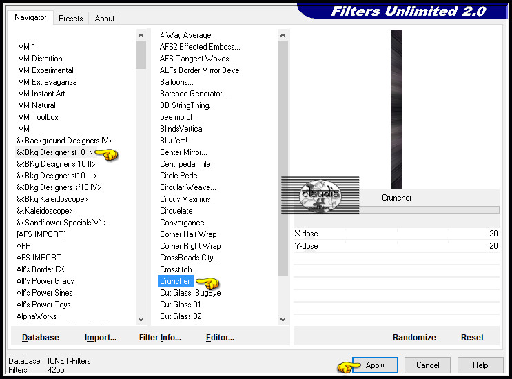 Effecten - Insteekfilters - <I.C.NET Software> - Filters Unlimited 2.0 -&<Bkg Designer sf10 I> - Cruncher