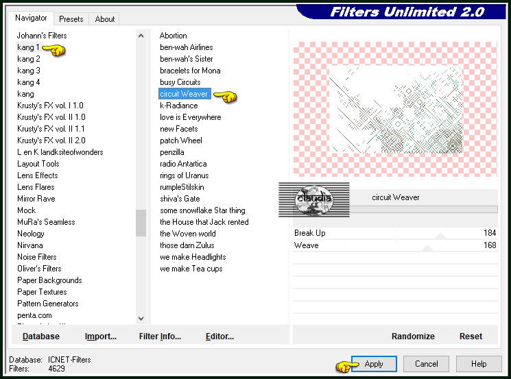 Effecten - Insteekfilters - <I.C.NET Software> - Filters Unlimited 2.0 - kang 1 - circuit Weaver :