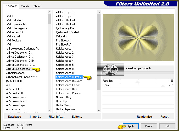 Effecten - Insteekfilters - <I.C.NET Software> - Filters Unlimited 2.0 - &<Bkg Kaleidoscope> - Kaleidoscope Butterfly