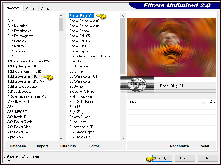Effecten - Insteekfilters - <I.C.NET Software> - Filters Unlimited 2.0 - &<Bkg Designer sf10 III - Radial Rings 01 