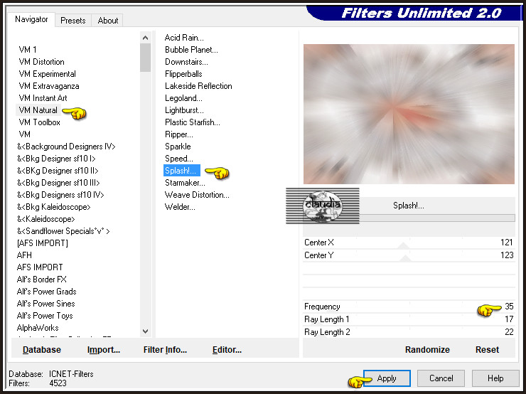 Effecten - Insteekfilters - <I.C.NET Software> - Filters Unlimited 2.0 - VM Natural - Splash