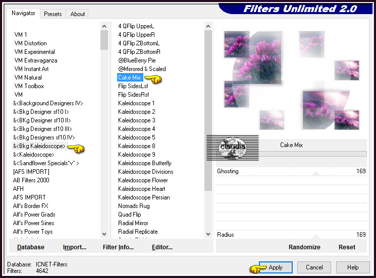 Effecten - Insteekfilters - <I.C.NET Software> - Filters Unlimited 2.0 - &<Bkg Kaleidoscope> - Cake Mix :