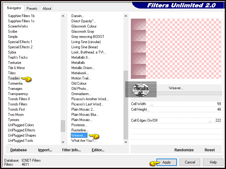 Effecten - Insteekfilters - <I.C.NET Software> - Filters Unlimited 2.0 - Toadies - Weaver :