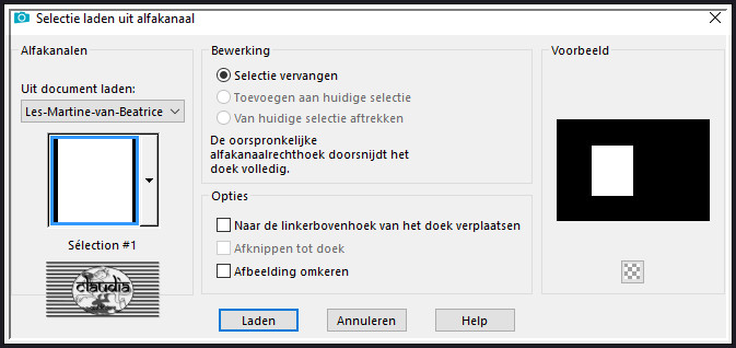 Selecties - Selectie laden/opslaan - Selectie laden uit alfakanaal : Selection #1