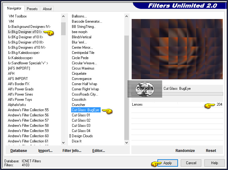 Effecten - Insteekfilters - <I.C.NET Software> - Filters Unlimited 2.0 - &<Bkg Designers sf10 I> - Cut Glass BugEye