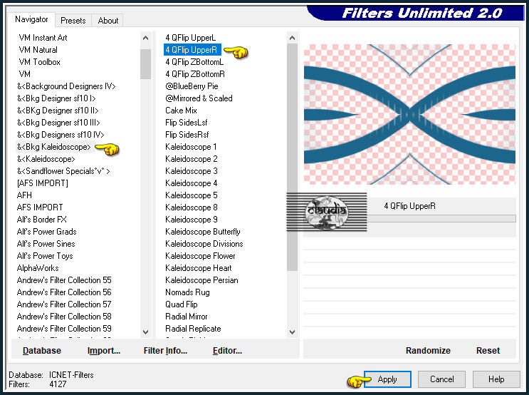 Effecten - Insteekfilters - <I.C.NET Software> - Filters Unlimited 2.0 - &<Bkg Kaleidoscope> - 4 QFlipUpperR