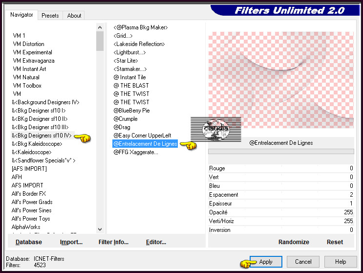 Effecten - Insteekfilters - <I.C.NET Software> - Filters Unlimited 2.0 - &<BKg Designers sf10 IV> - @Entrelacement De Lignes