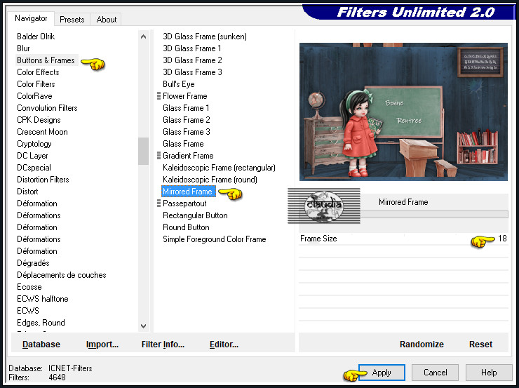 Effecten - Insteekfilters - <I.C.NET Software> - Filters Unlimited 2.0 - Buttons & Frames - Mirrored Frame :