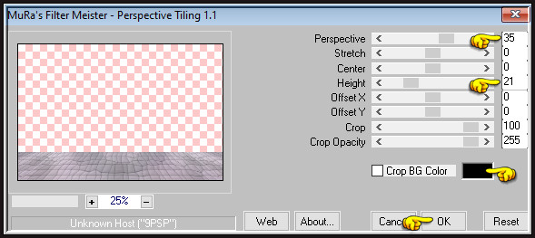 Effecten - Insteekfilters - MuRa's Meister - Perspective Tiling : Crop BG Color = 5de kleur