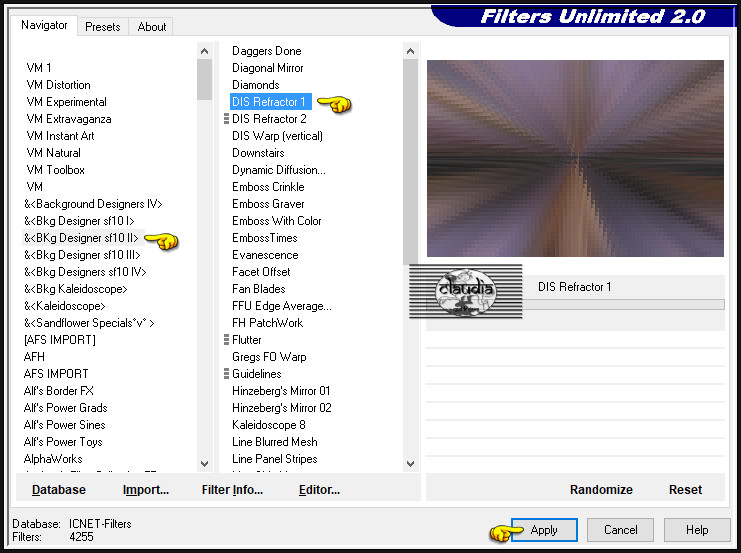 Effecten - Insteekfilters - <I.C.NET Software> - Filters Unlimited 2.0 -&<BKg Designers sf10 II > - DIS Refractor 1 