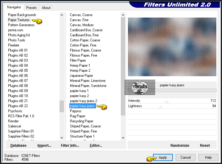 Effecten - Insteekfilters - <I.C.NET Software> - Filters Unlimited 2.0 - Paper Textures - papier kazy jeans