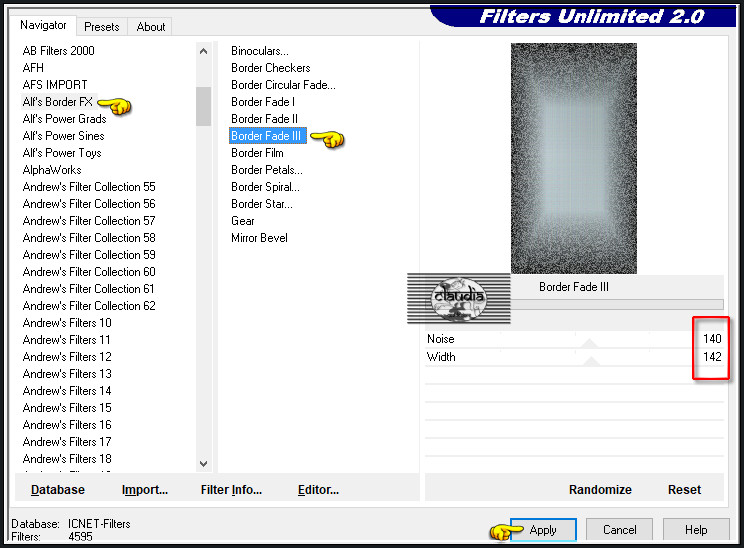 Effecten - Insteekfilters - <I.C.NET Software> - Filters Unlimited 2.0 - Alf's Border FX - Border Fade III