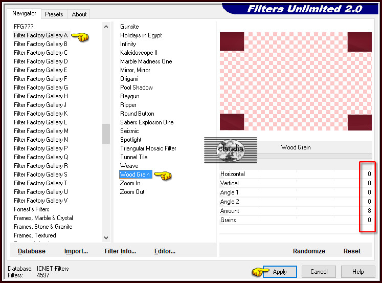 Effecten - Insteekfilters - <I.C.NET Software> - Filters Unlimited 2.0 - Filter Factory Gallery A - Wood Grain