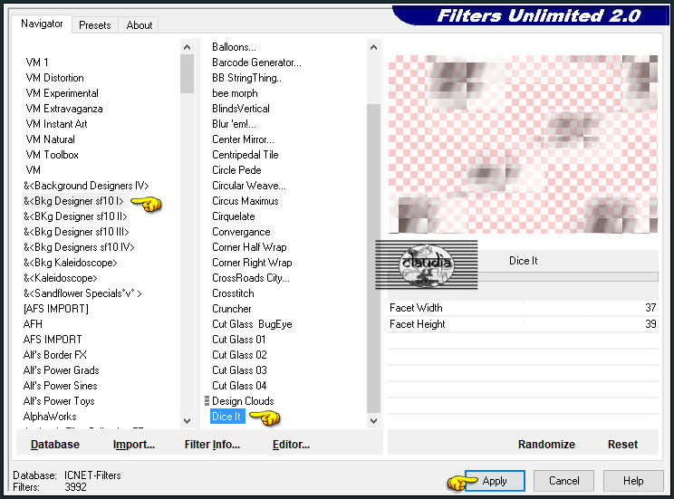 Effecten - Insteekfilters - <I.C.NET Software> - Filters Unlimited 2.0 - &<Bkg Designer sf10 I> - Dice it