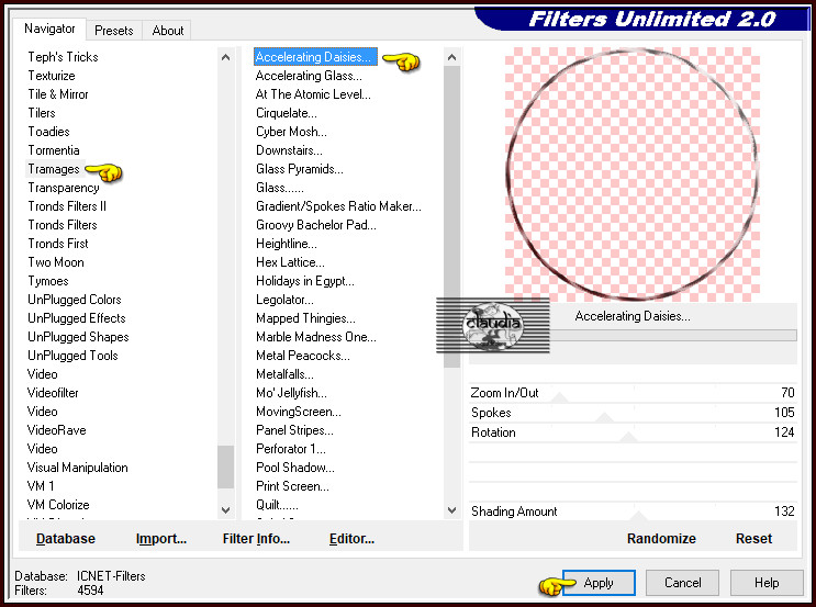 Effecten - Insteekfilters - <I.C.NET Software> - Filters Unlimited 2.0 - Tramages - Accelerating Daisies