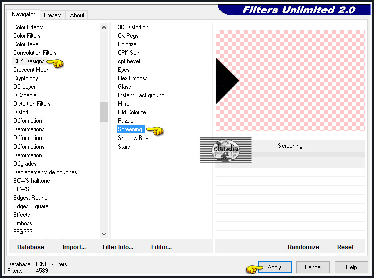 Effecten - Insteekfilters - <I.C.NET Software> - Filters Unlimited 2.0 - CPK Designs - Screening :