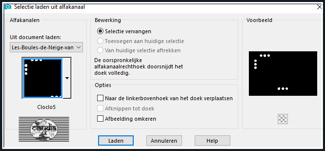 Selecties - Selectie laden/opslaan - Selectie laden uit alfkanaal : Cloclo5