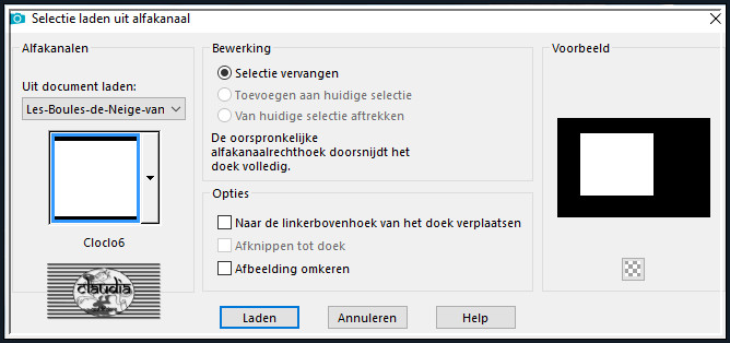 Selecties - Selectie laden/opslaan - Selectie laden uit alfkanaal : Cloclo6