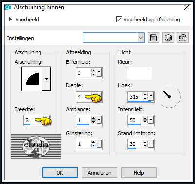 Effecten - 3D-Effecten - Afschuining binnen