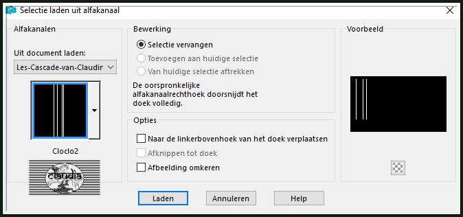 Selecties - Selectie laden/opslaan - Selectie laden uit alfakanaal : Cloclo2