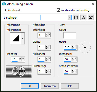 Effecten - 3D-Effecten - Afschuining binnen