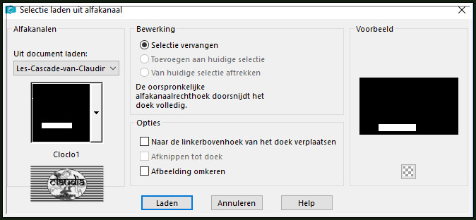 Selecties - Selectie laden/opslaan - Selectie laden uit alfakanaal : Cloclo1