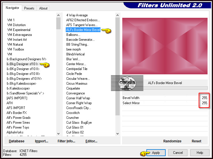 Effecten - Insteekfilters - <I.C.NET Software> - Filters Unlimited 2.0 -&<Bkg Designer sf10 I> - ALF's Border Mirror Bevel