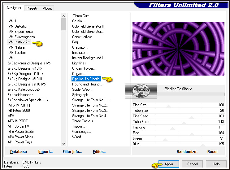 Effecten - Insteekfilters - <I.C.NET Software> - Filters Unlimited 2.0 - VM Instant Art - Pipeline To Siberia