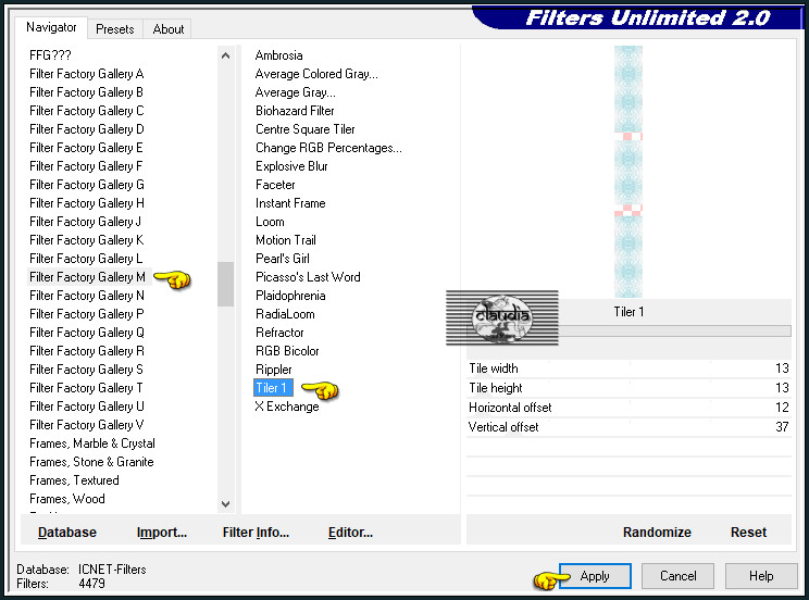 Effecten - Insteekfilters - <I.C.NET Software> - Filters Unlimited 2.0 - Filter Factory Gallery M - Tiler 1 