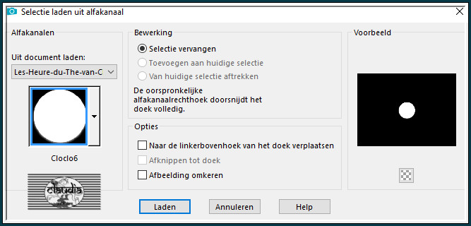 Selecties - Selectie laden/opslaan - Selectie laden uit alfkanaal : Cloclo6