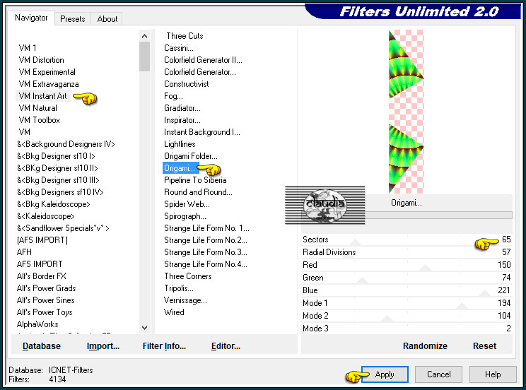 Effecten - Insteekfilters - <I.C.NET Software> - Filters Unlimited 2.0 - VM Instant Art - Origami