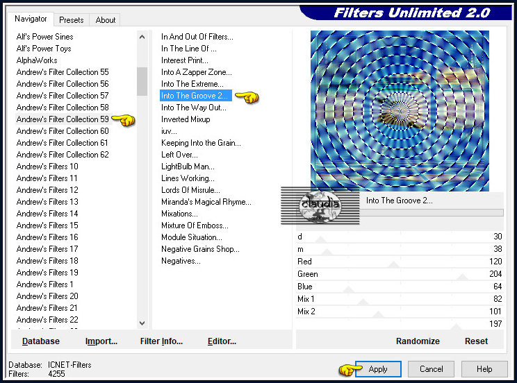 Effecten - Insteekfilters - <I.C.NET Software> - Filters Unlimited 2.0 - Andrew's Filter Collection 59 - Into The Groove 2